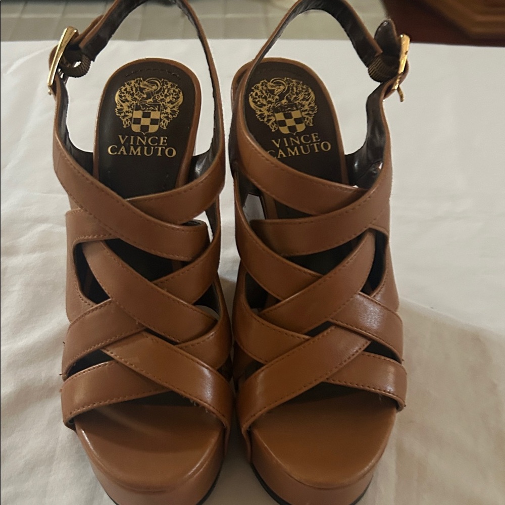 Vince Camuto Tan Wedge Sandals